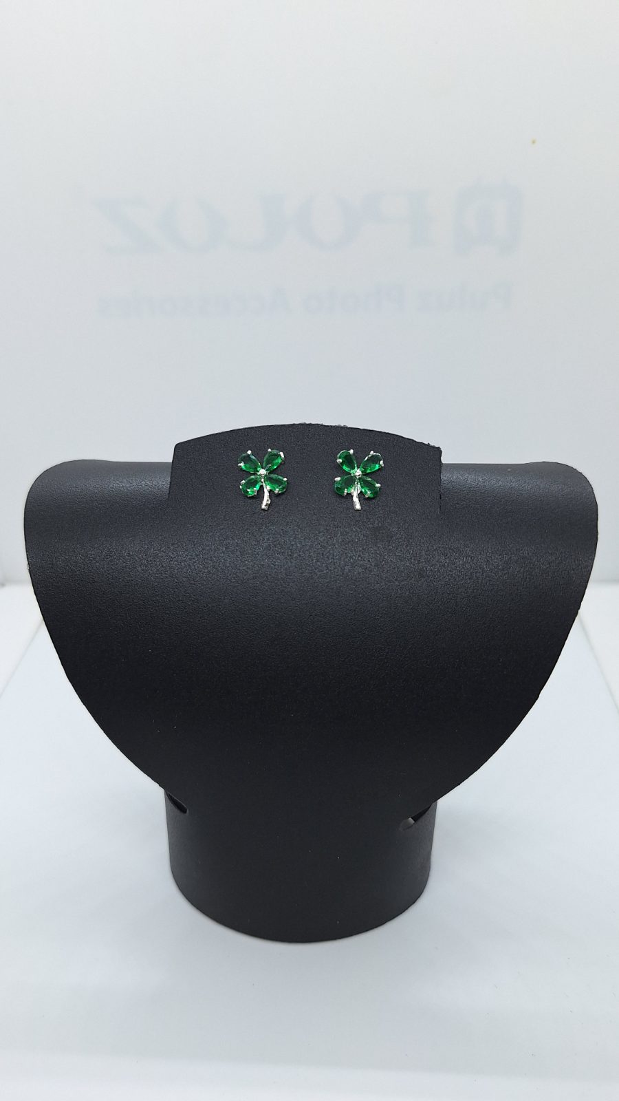 Aretes trebol piedra verde